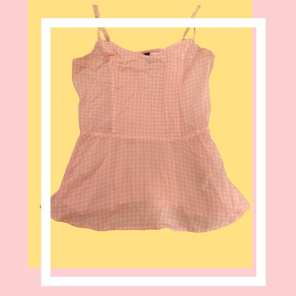 H&M Tops - Pink plaid peplum